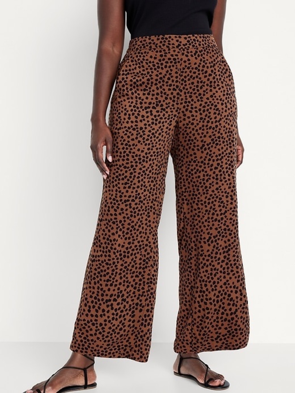 Old Navy Brown Leopard-Spot Wide Leg Pants